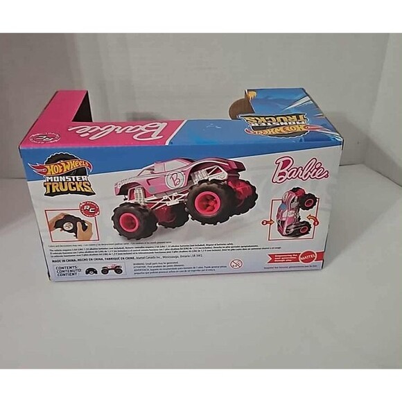 Hot Wheels Barbie Monster Truck RC Battery Powered with Remote Control - Pink - Picture 3 of 3